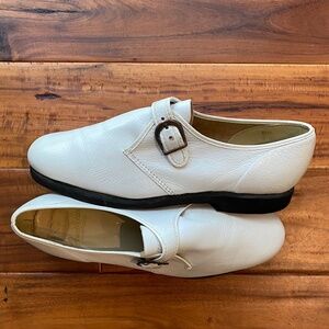Vintage Size 8 1/2 D Leather Sears Pound A Pair White Dress Shoes with Buckle